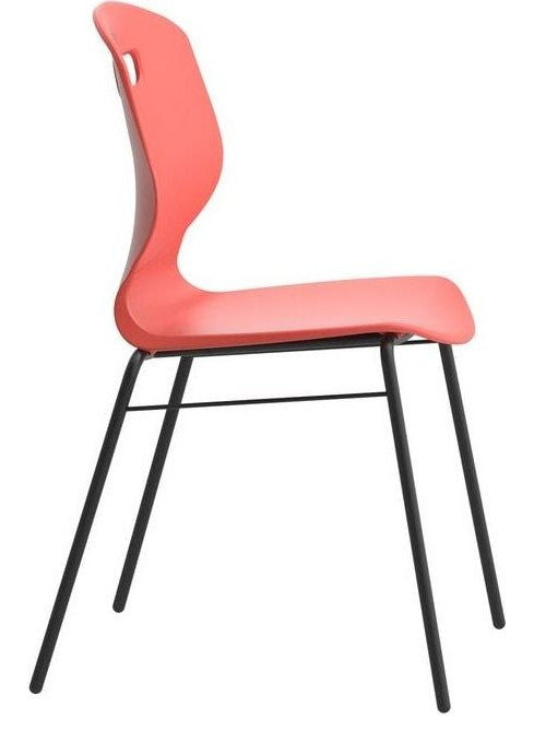 Arc 4 Leg Chair with Brace in coral from the side