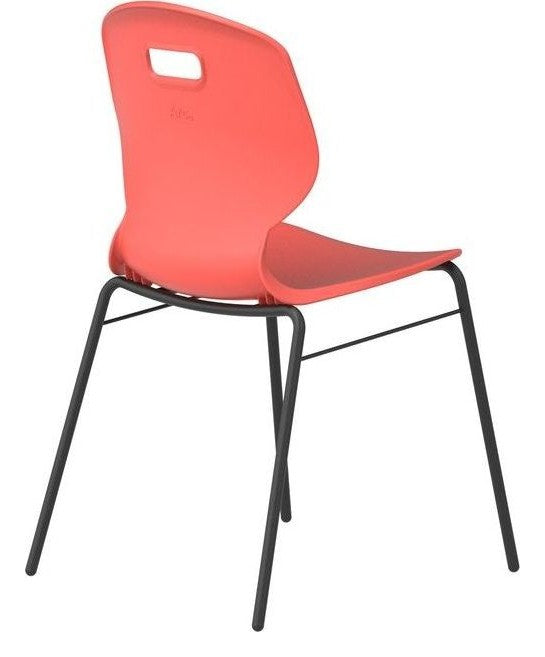 Arc 4 Leg Chair with Brace in coral from the back at an angle