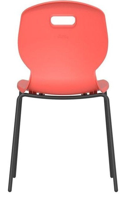 Arc 4 Leg Chair with Brace in coral from the back