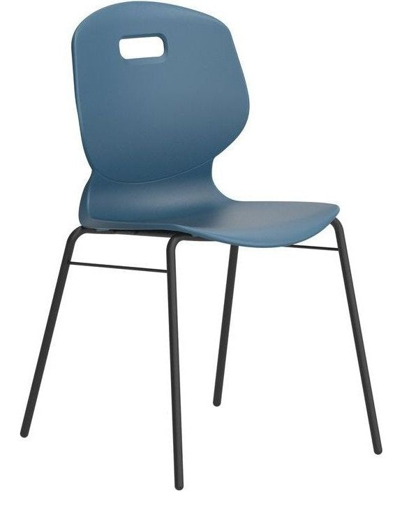Arc 4 Leg Chair with Brace in steel blue from the front at an angle