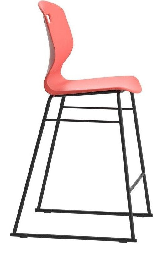 Arc High Chair in coral from the side