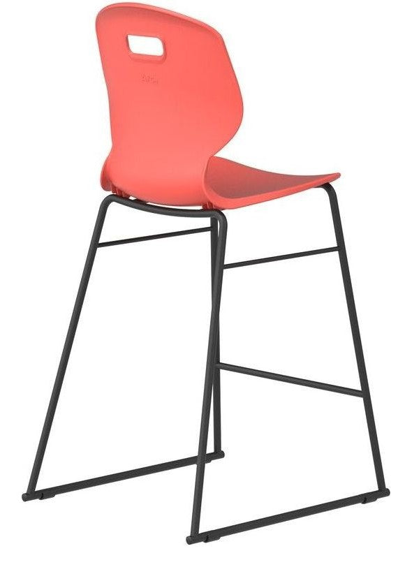 Arc High Chair in coral from the back at an angle