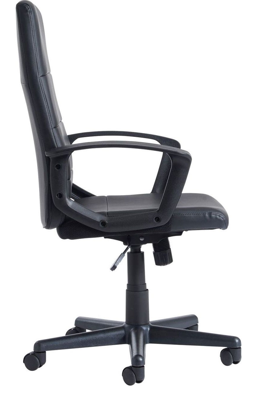 Ascona Faux Leather Executive Chair in black from the side