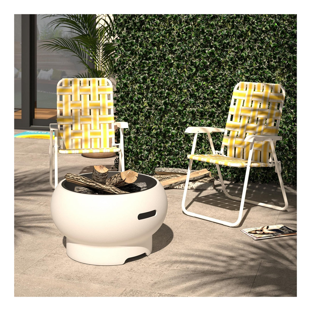 Asher Wood Burning Fire Pit with Grill and Cover, view 11