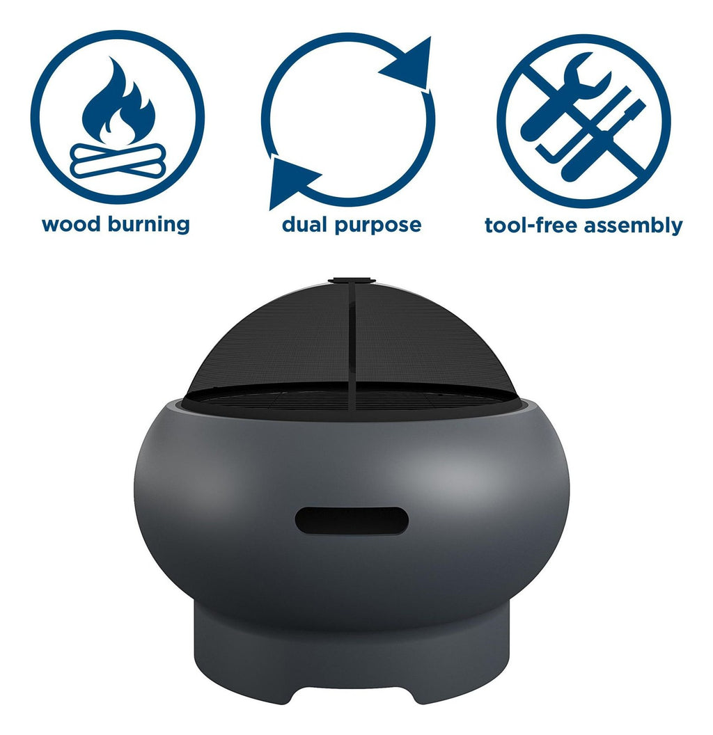 Asher Wood Burning Fire Pit with Grill and Cover, view 3