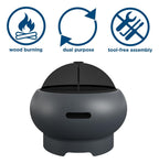 Asher Wood Burning Fire Pit with Grill and Cover, view 3
