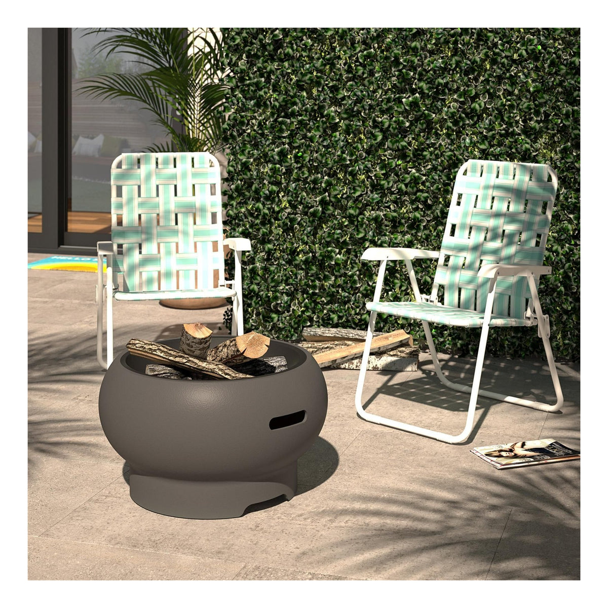 Asher Wood Burning Fire Pit with Grill and Cover, view 6