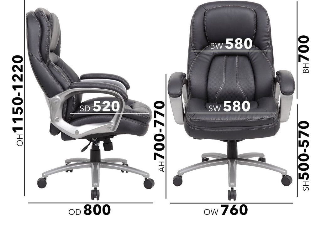 Atlas Heavy Duty Leather Executive Chair dimensions