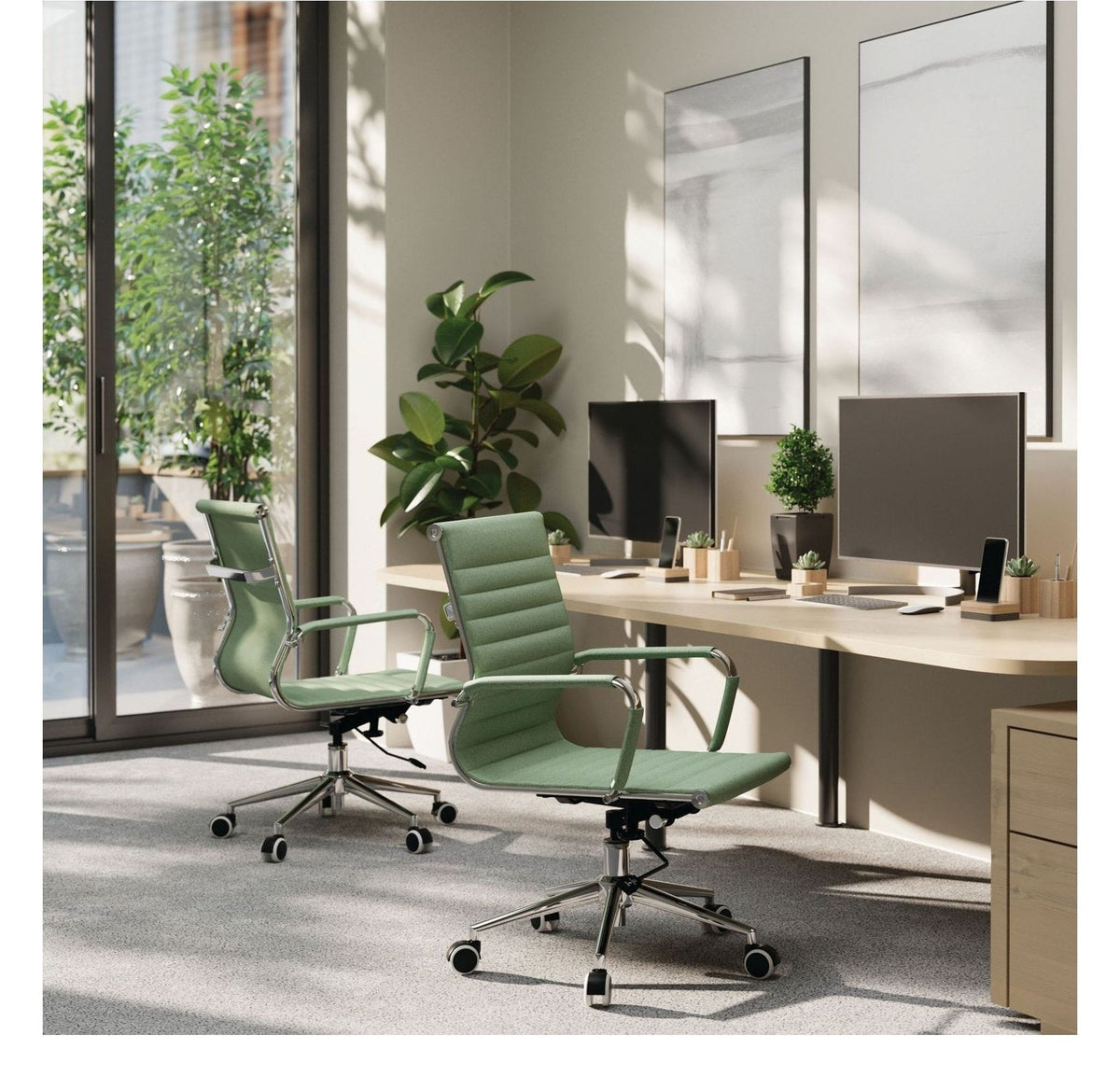 Aura Medium Back Fabric Executive Chair in green, view 5