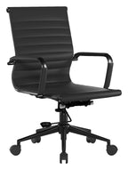 Aura Medium Back Leather Executive Chair with Black Base in black