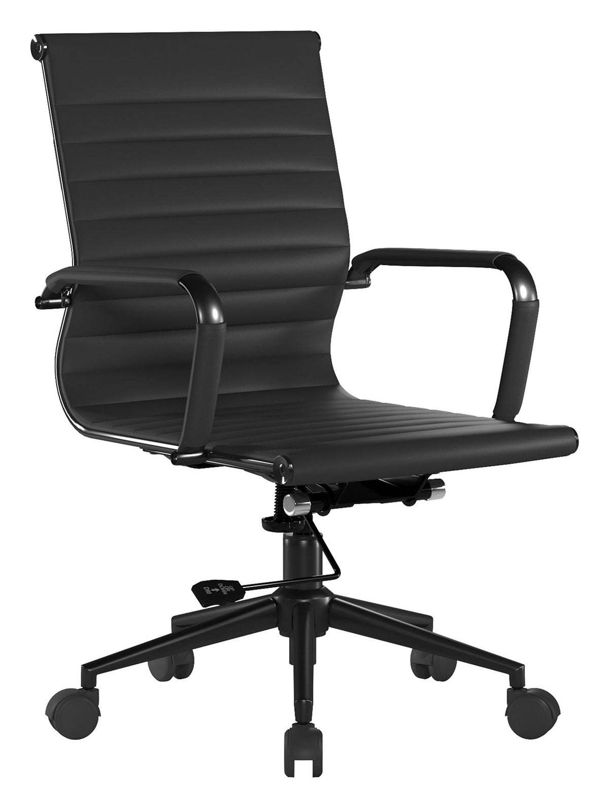 Aura Medium Back Leather Executive Chair with Black Base in black