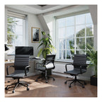 Aura Medium Back Leather Executive Chair with Black Base in black, view 5