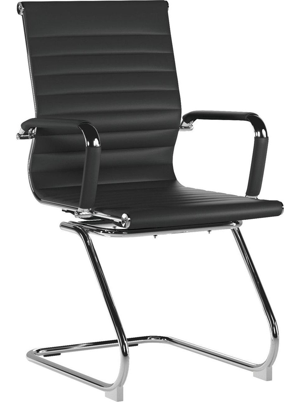 Aura Medium Back Leather Visitor Chair in black