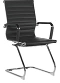 Aura Medium Back Leather Visitor Chair in black