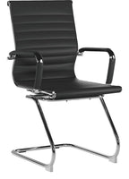Aura Medium Back Leather Visitor Chair in black