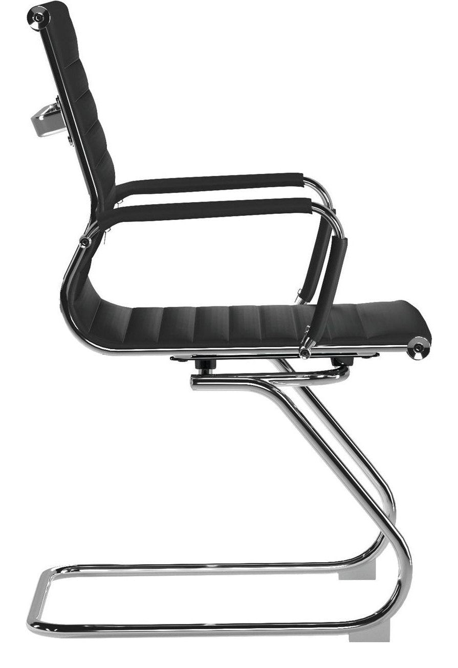 Aura Medium Back Leather Visitor Chair in black, view 2