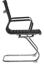 Aura Medium Back Leather Visitor Chair in black, view 2