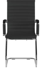 Aura Medium Back Leather Visitor Chair in black, view 3