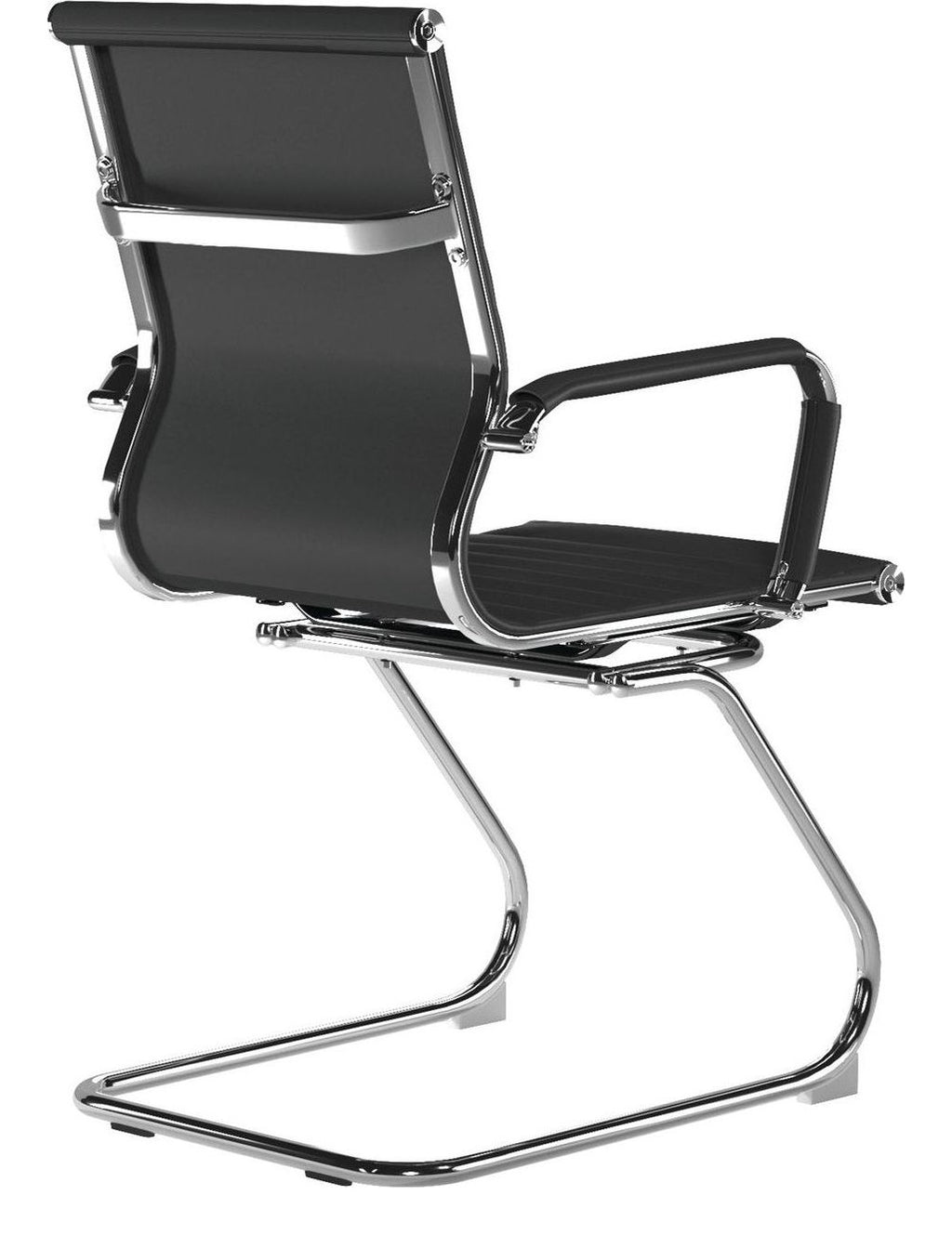 Aura Medium Back Leather Visitor Chair in black, view 4