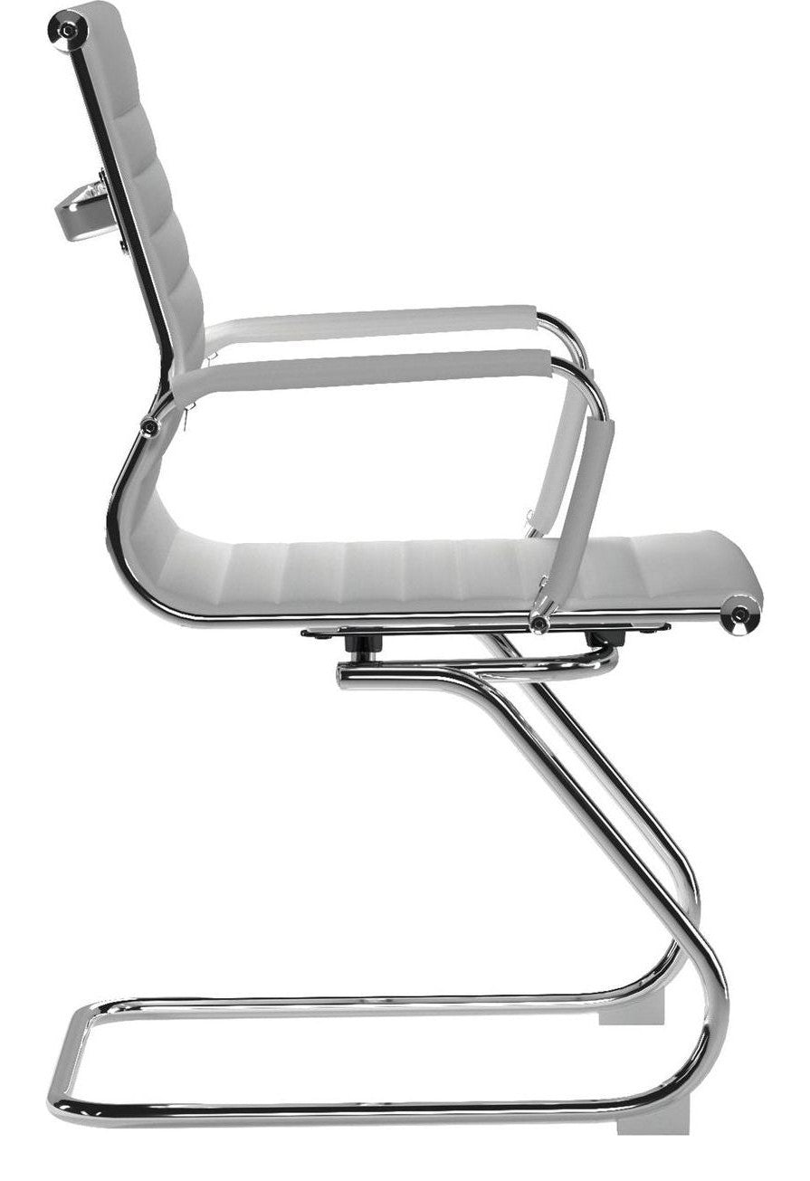 Aura Medium Back Leather Visitor Chair in white, view 2