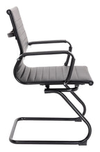 Aura Medium Back Leather Visitor Chair with Black Frame in black, view 2