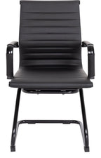 Aura Medium Back Leather Visitor Chair with Black Frame in black, view 3