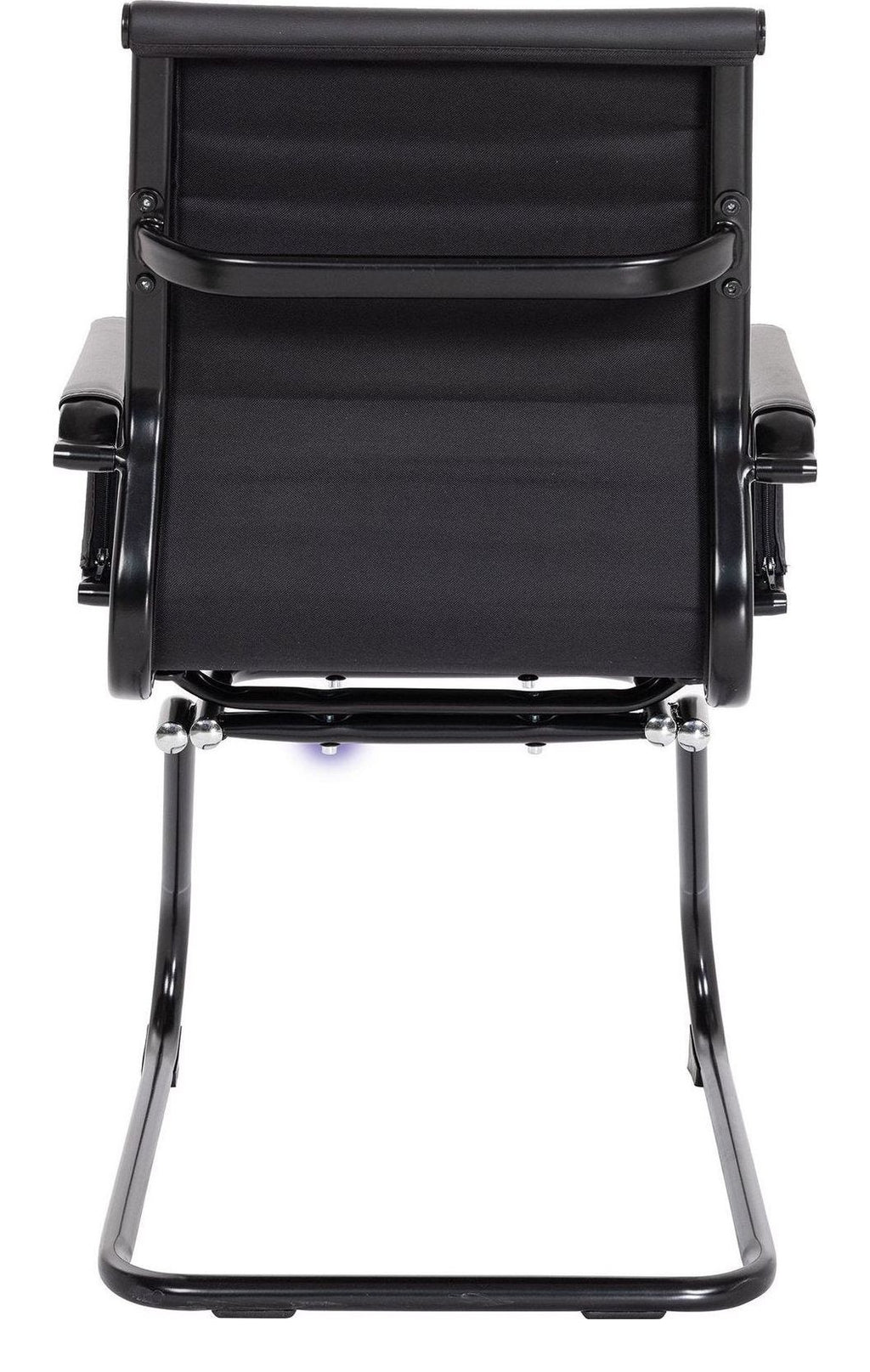 Aura Medium Back Leather Visitor Chair with Black Frame in black, view 4