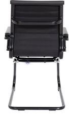 Aura Medium Back Leather Visitor Chair with Black Frame in black, view 4