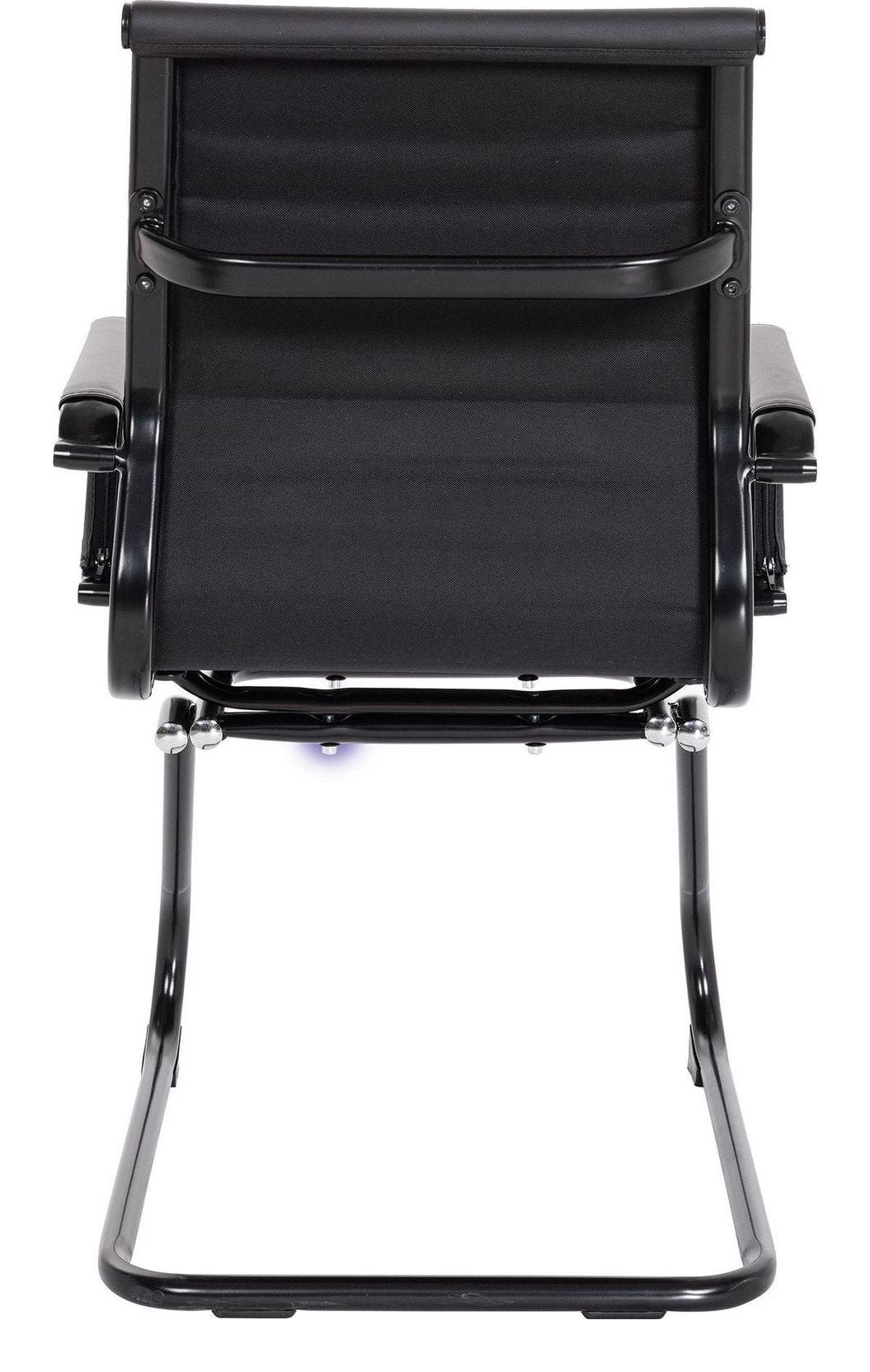 Aura Medium Back Leather Visitor Chair with Black Frame in black, view 4