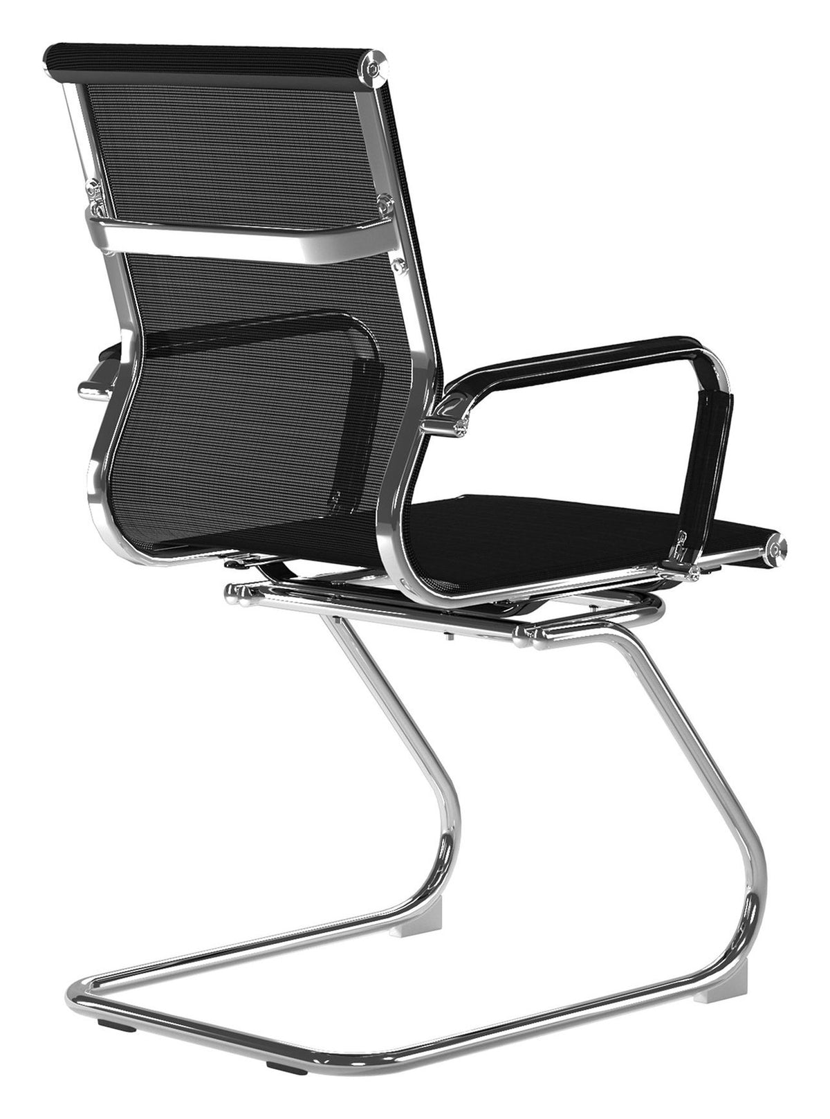 Aura Medium Back Mesh Visitor Chair in black, view 4