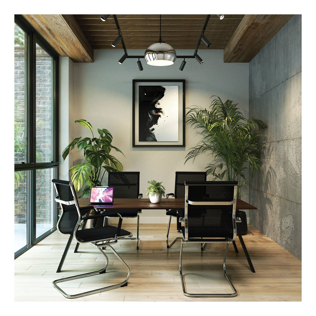 Aura Medium Back Mesh Visitor Chair in black, view 5