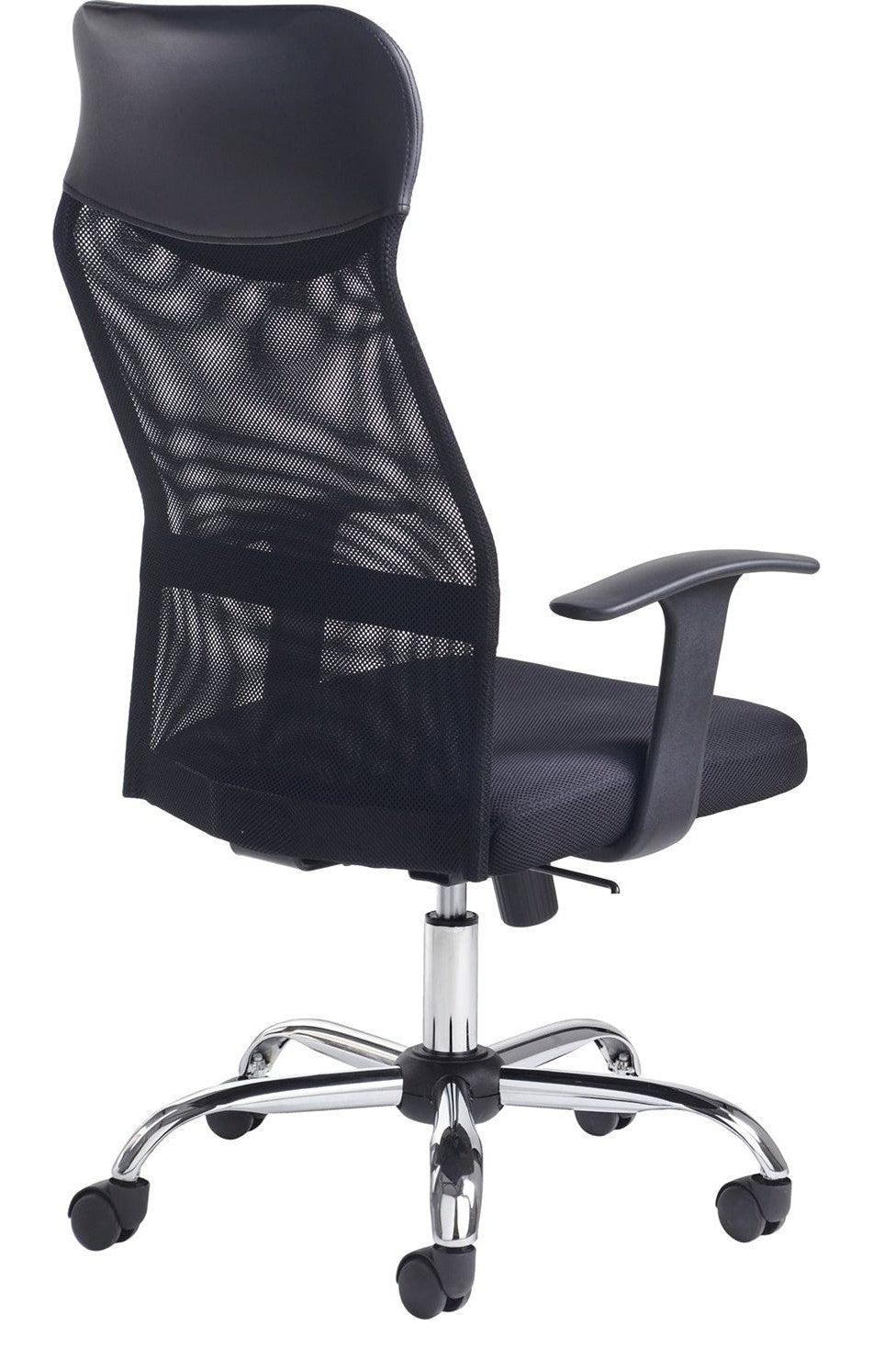 Aurora Mesh Operator Chair with Headrest in black from the back