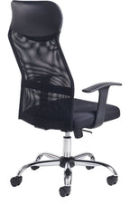 Aurora Mesh Operator Chair with Headrest in black from the back