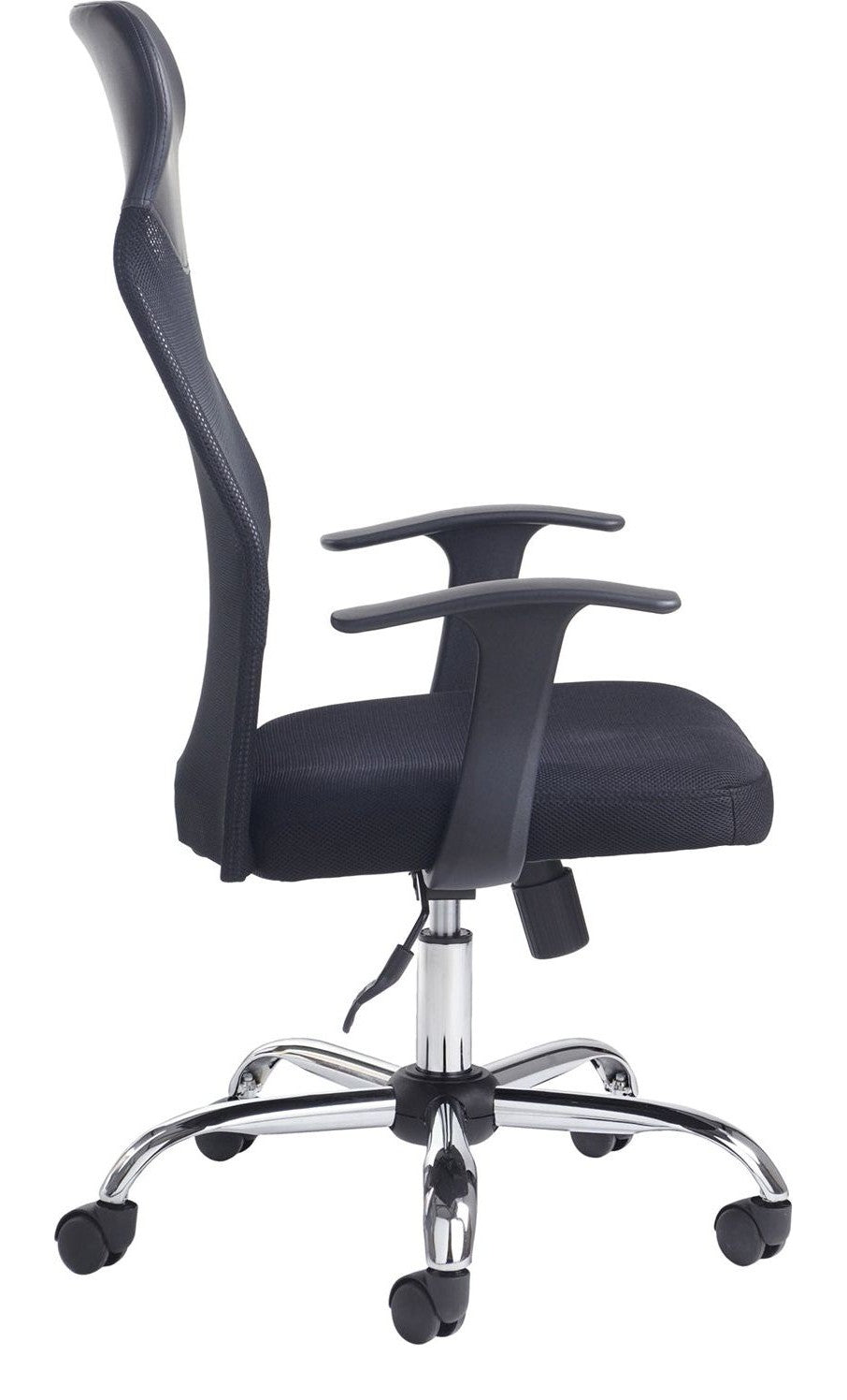 Aurora Mesh Operator Chair with Headrest in black from the side