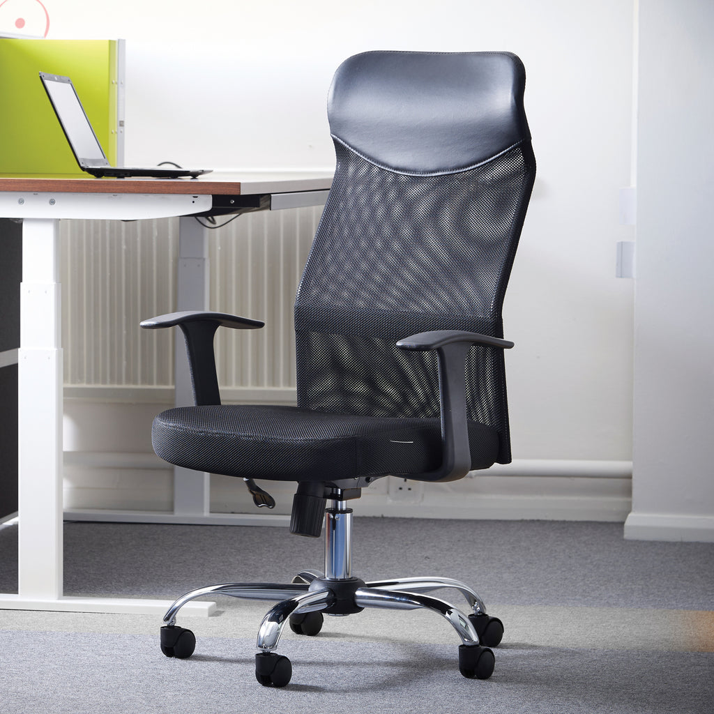 Aurora Mesh Operator Chair with Headrest in an office