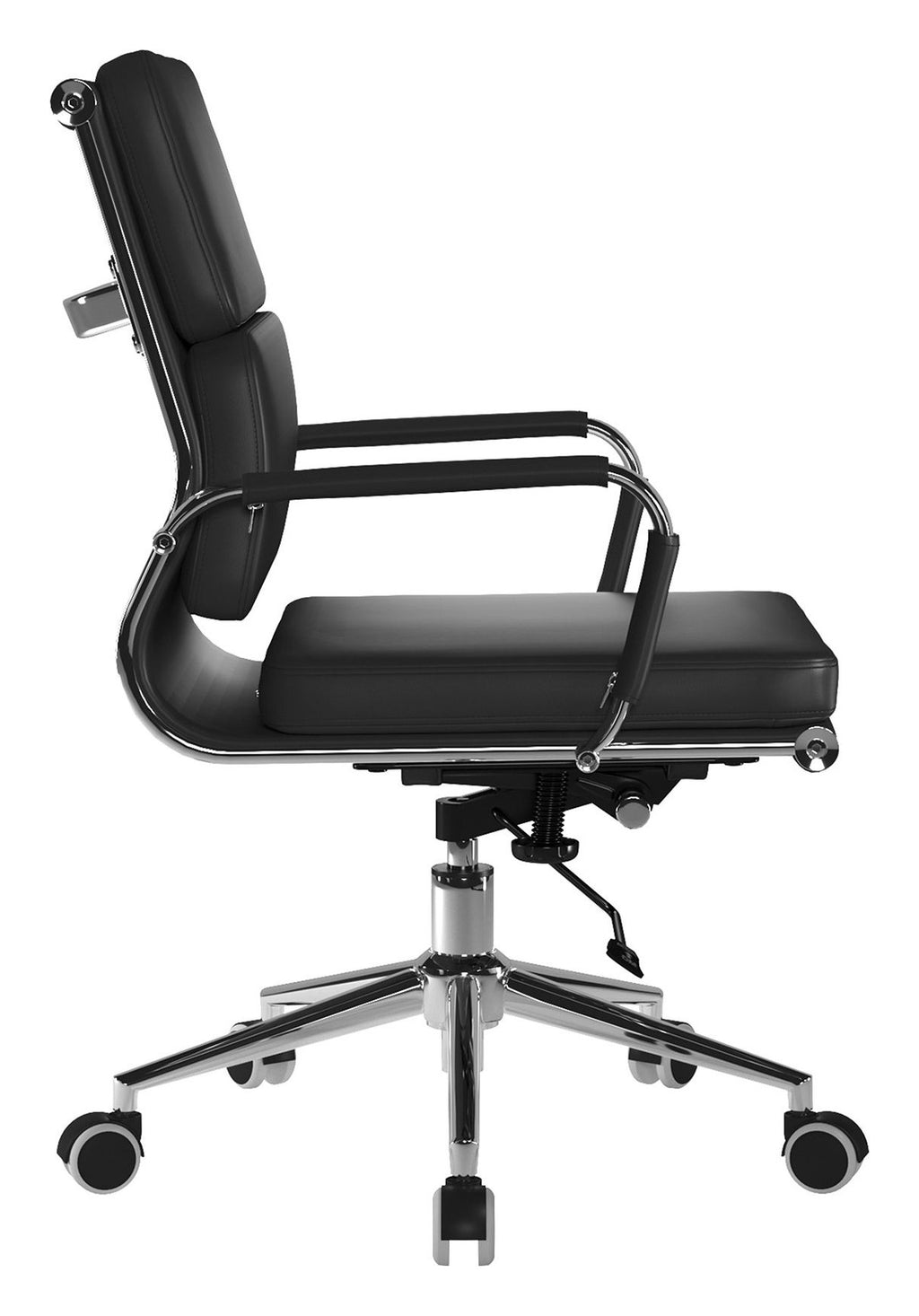 Avanti Medium Back Leather Armchair in black, view 2