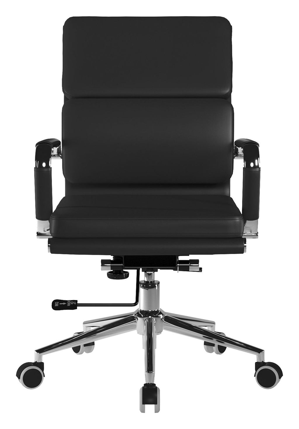Avanti Medium Back Leather Armchair in black, view 3
