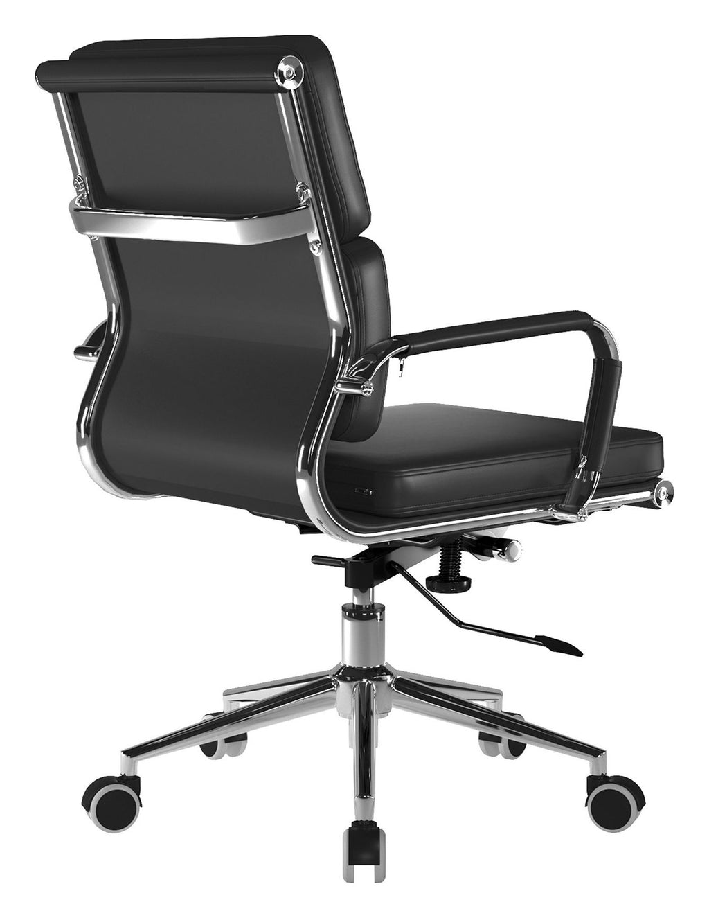Avanti Medium Back Leather Armchair in black, view 4