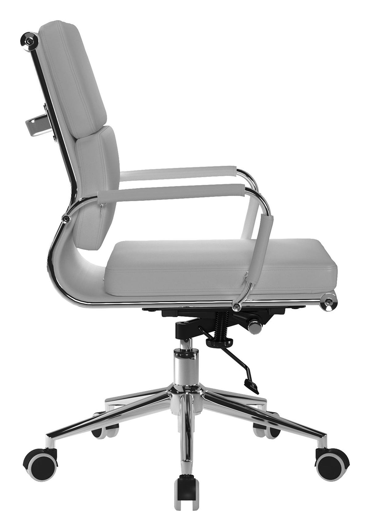 Avanti Medium Back Leather Armchair in white, view 2