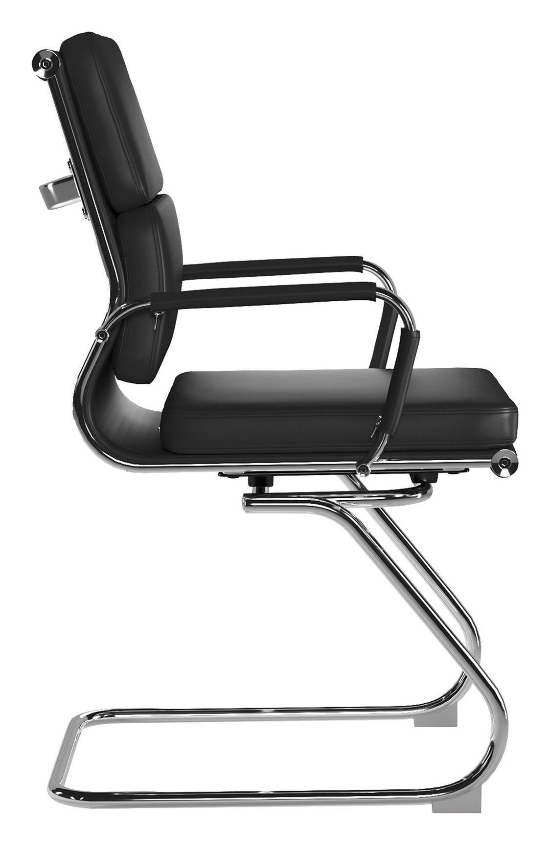 Avanti Medium Back Leather Visitor Chair in black, view 2