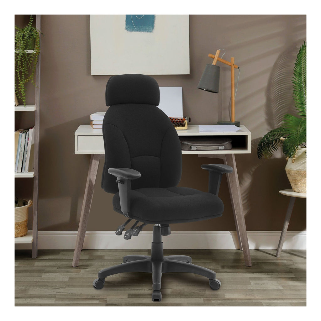 Avon 24 Hour High Back Fabric Operator Chair in black, view 5
