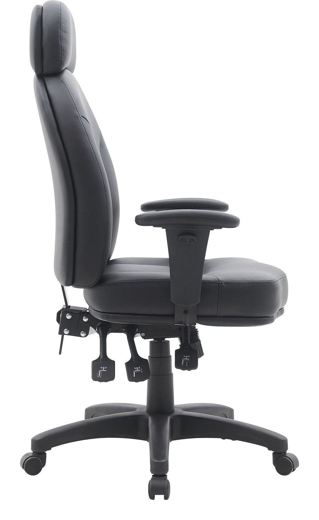 Avon 24 Hour High Back PU Operator Chair in black, view 2