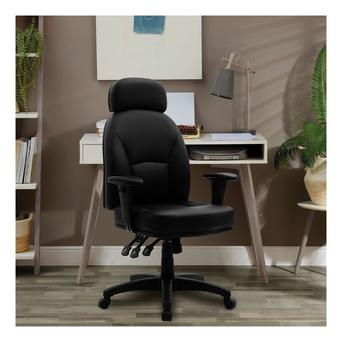 Avon 24 Hour High Back PU Operator Chair in black, view 5