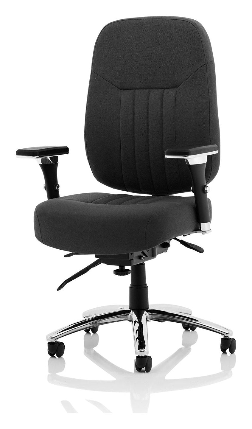 Barcelona Deluxe High Back Fabric Task Operator Chair, black fabric, another view 2