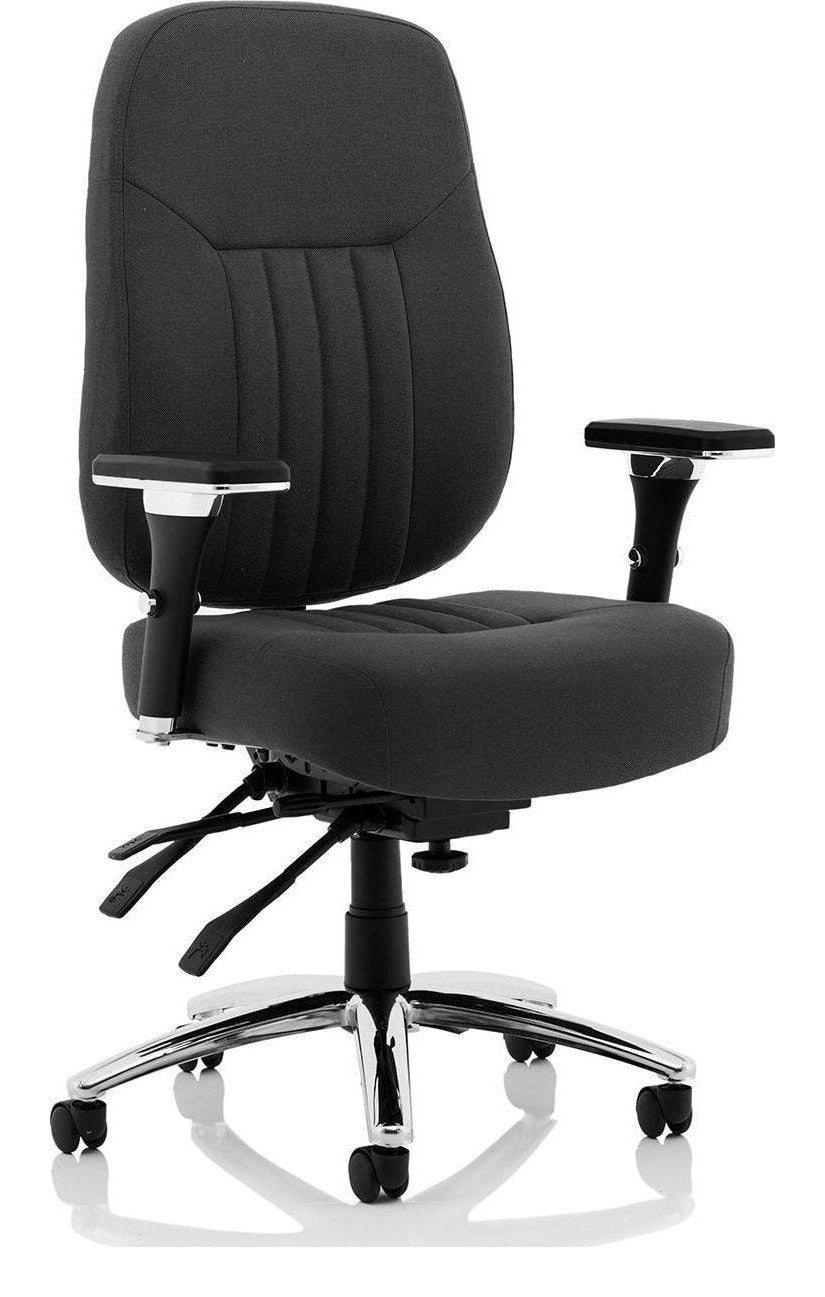 Barcelona Deluxe High Back Fabric Task Operator Chair, black fabric