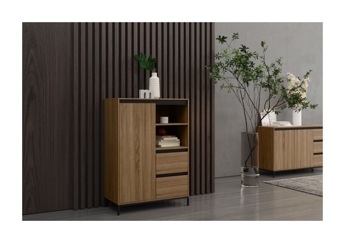 Bari Highboard 1 Door 2 Drawer, view 2