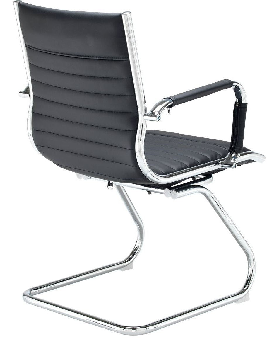 Bari Leather Visitor Chair in chrome frame from the back