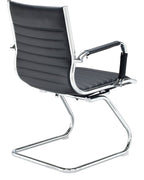 Bari Leather Visitor Chair in chrome frame from the back