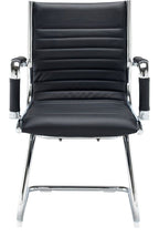 Bari Leather Visitor Chair in chrome frame from the front
