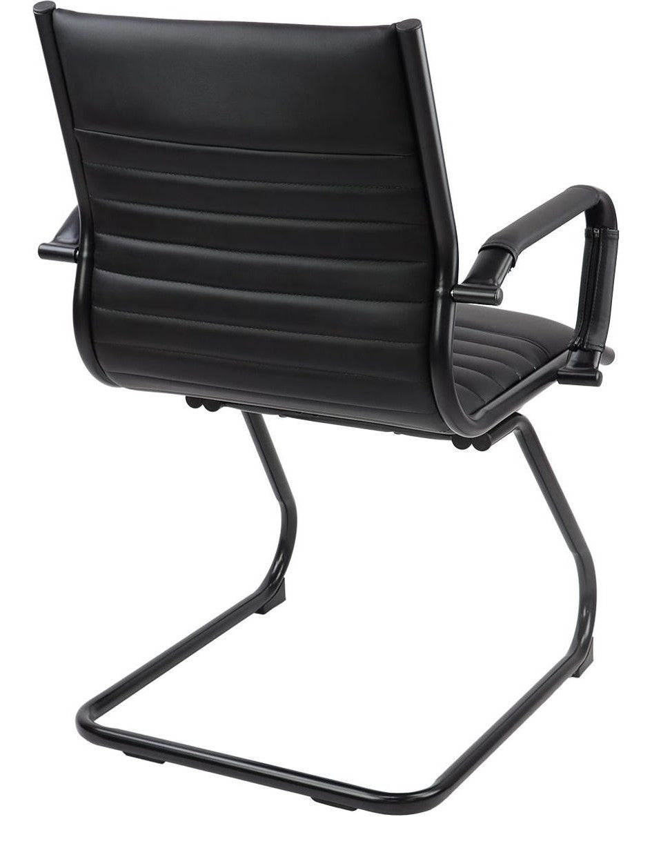 Bari Leather Visitor Chair in black frame from the back